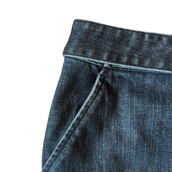 Talbots Preppy Grosgrain Waist Blue Denim Skirt Thick Cotton Stretch Pockets 16 - Picture 7 of 11